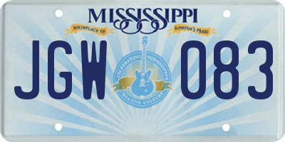MS license plate JGW083