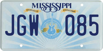 MS license plate JGW085