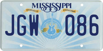 MS license plate JGW086
