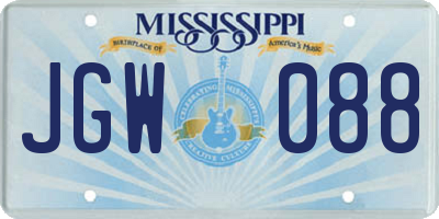 MS license plate JGW088
