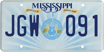 MS license plate JGW091