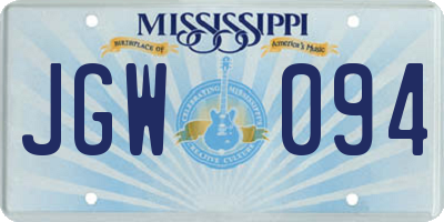 MS license plate JGW094