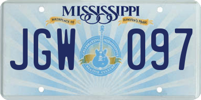 MS license plate JGW097