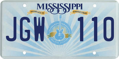 MS license plate JGW110