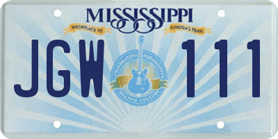MS license plate JGW111