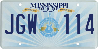 MS license plate JGW114