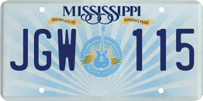 MS license plate JGW115