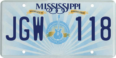 MS license plate JGW118