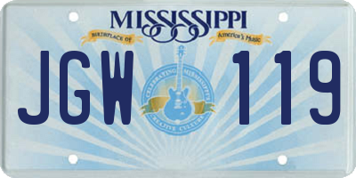 MS license plate JGW119