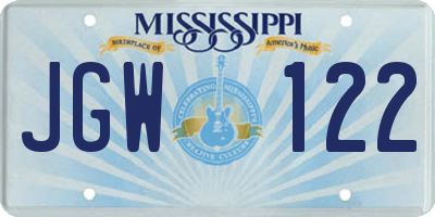 MS license plate JGW122