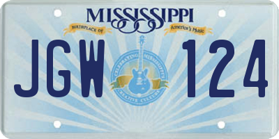 MS license plate JGW124