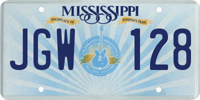 MS license plate JGW128
