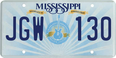 MS license plate JGW130