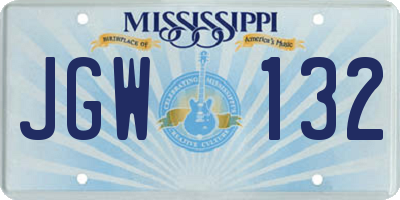 MS license plate JGW132