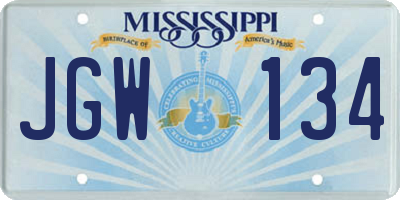 MS license plate JGW134