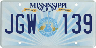 MS license plate JGW139