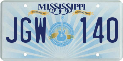 MS license plate JGW140