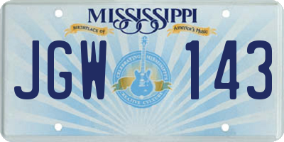 MS license plate JGW143
