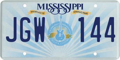 MS license plate JGW144