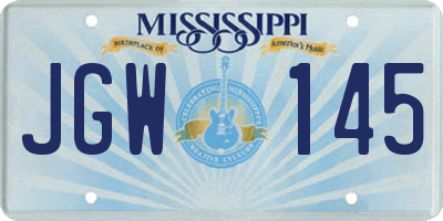 MS license plate JGW145