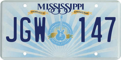 MS license plate JGW147