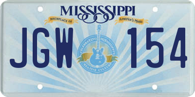 MS license plate JGW154