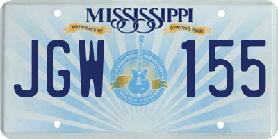 MS license plate JGW155