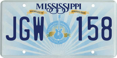 MS license plate JGW158