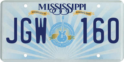 MS license plate JGW160