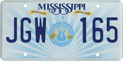 MS license plate JGW165