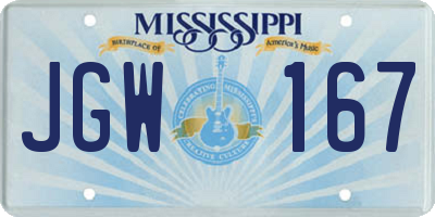 MS license plate JGW167
