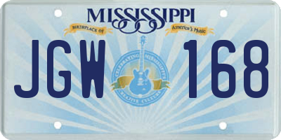 MS license plate JGW168