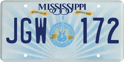 MS license plate JGW172