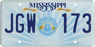 MS license plate JGW173