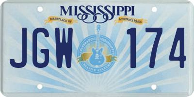 MS license plate JGW174
