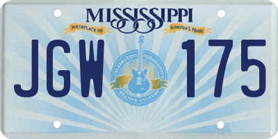 MS license plate JGW175