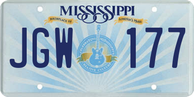 MS license plate JGW177