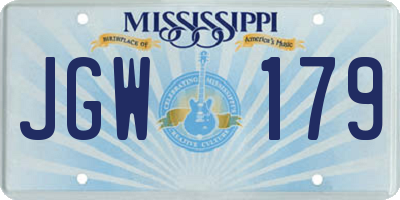 MS license plate JGW179