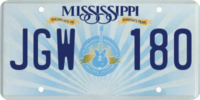MS license plate JGW180