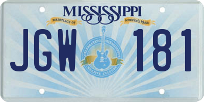 MS license plate JGW181