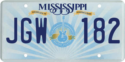 MS license plate JGW182