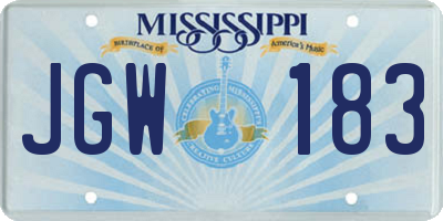 MS license plate JGW183