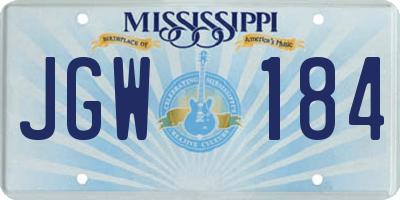 MS license plate JGW184