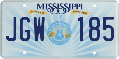 MS license plate JGW185