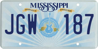 MS license plate JGW187