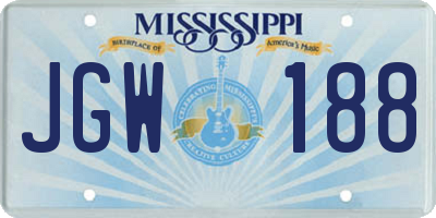 MS license plate JGW188
