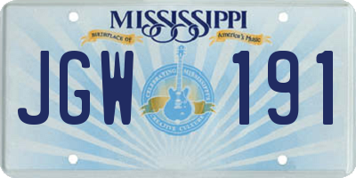 MS license plate JGW191