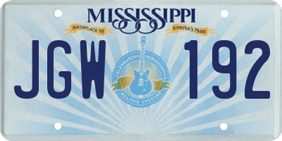 MS license plate JGW192