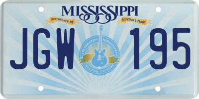 MS license plate JGW195