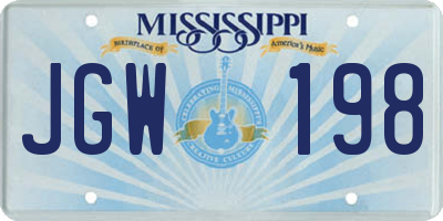 MS license plate JGW198